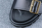 Prada Leather Dual-Buckle Slide Sandals