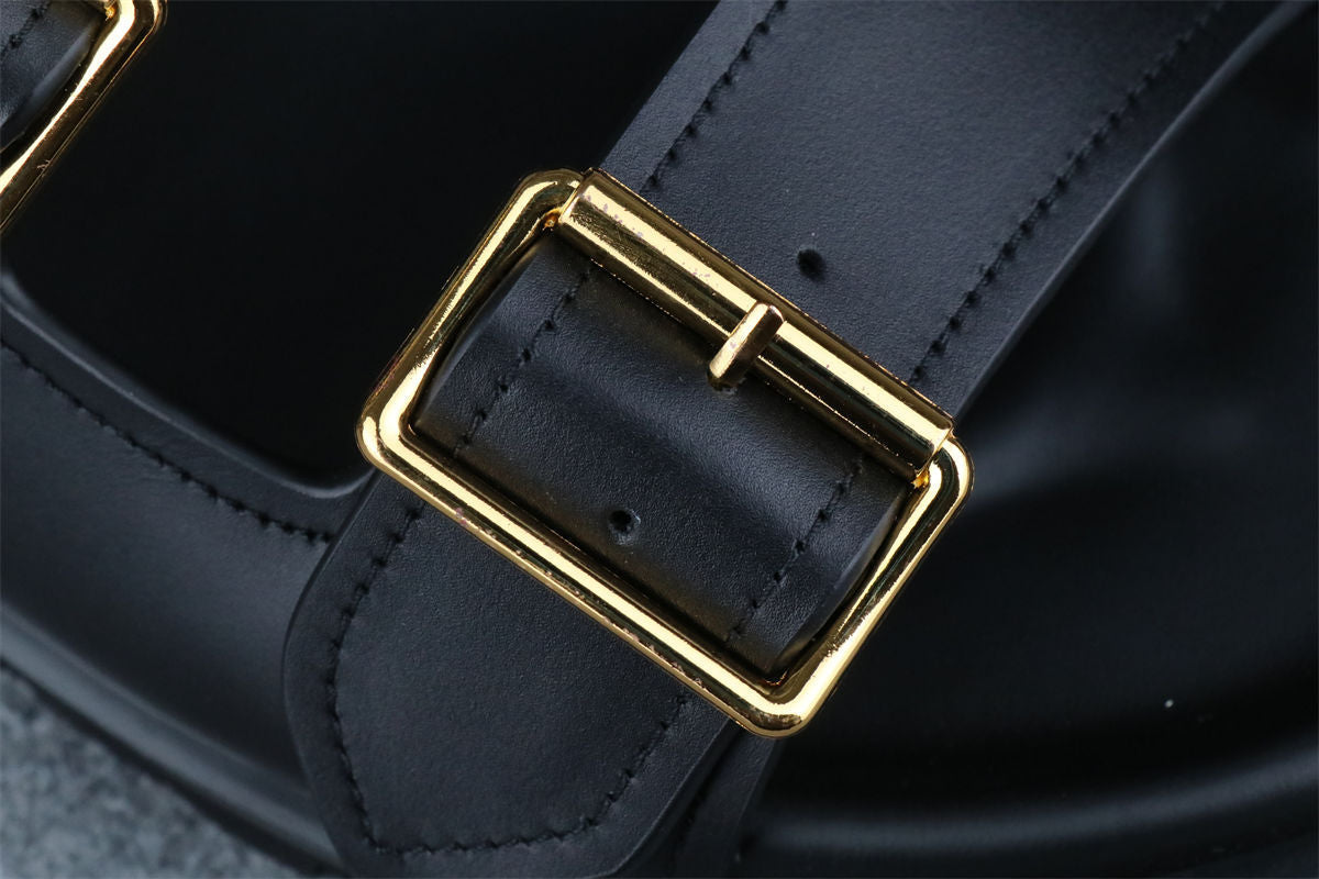 Prada Leather Dual-Buckle Slide Sandals