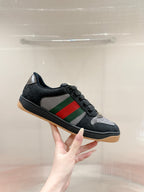 GUCCI 26S SCREENER SNEAKER IN BLACK AND GREY CANVAS